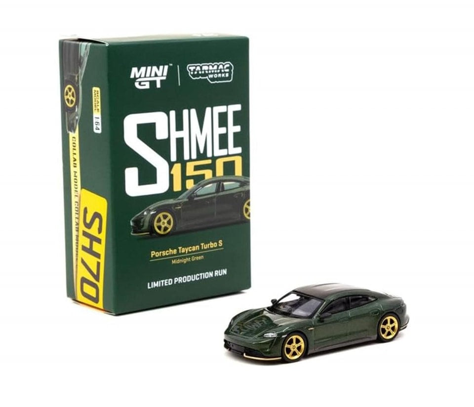 MINI GT #274 X TARMAC WORKS 1/64 PORSCHE TAYCAN TURBO S MIDNIGHT GREEN