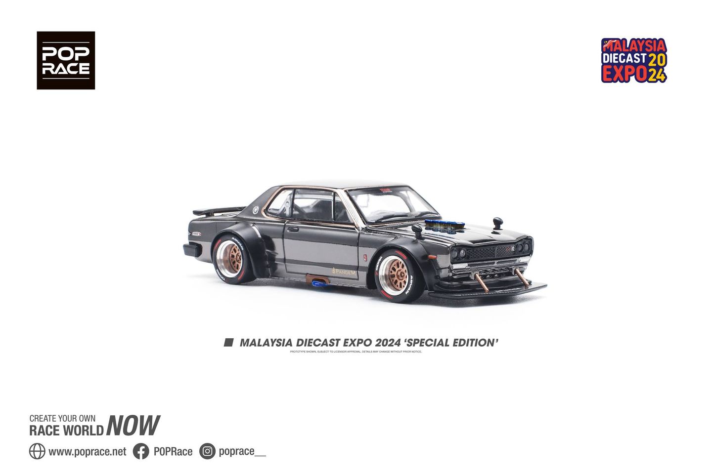 POP RACE 1/64 Nissan Skyline GT-R V8 Drift (Hakosuka) Dark Chrome Special Edition 🇲🇾 MDX24 EXCLUSIVE 🇲🇾