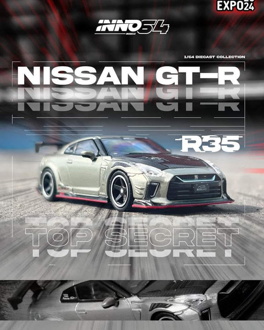 INNO 64 Nissan GT-R (R35) Top Secret Silver Special Edition 🇲🇾 MDX24 EXCLUSIVE 🇲🇾