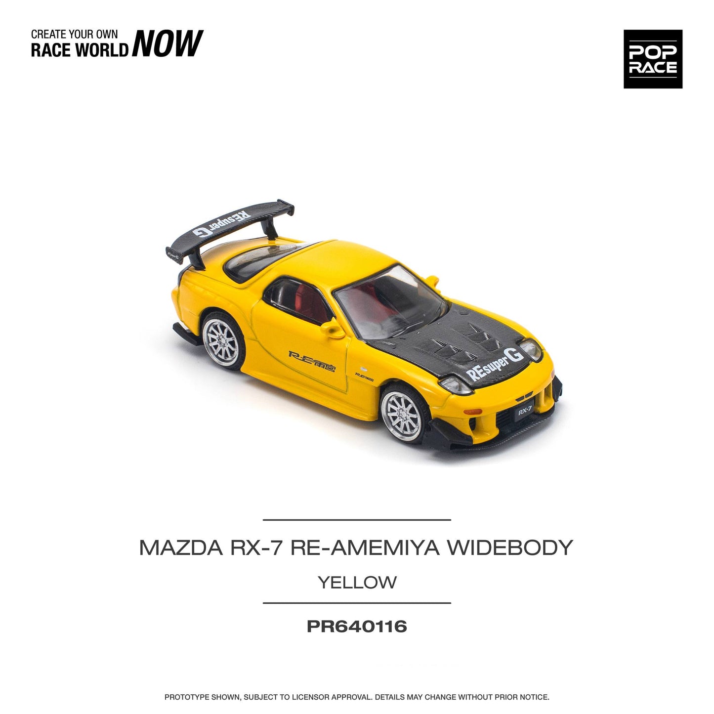 POP RACE  MAZDA RX-7 (FD3S) RE-AMEMIYA WIDEBODY YELLOW PR640116