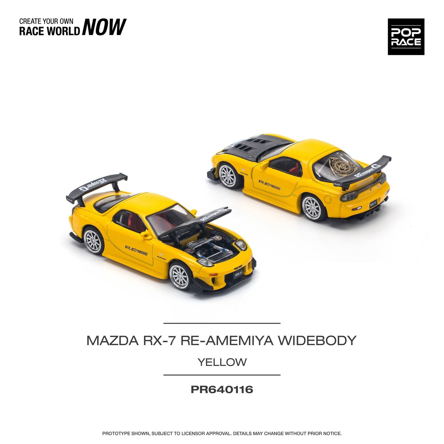 POP RACE  MAZDA RX-7 (FD3S) RE-AMEMIYA WIDEBODY YELLOW PR640116