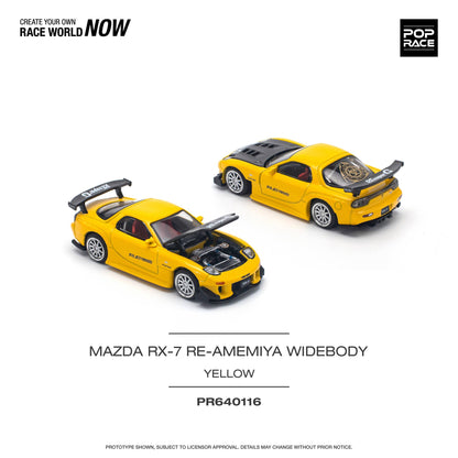 POP RACE  MAZDA RX-7 (FD3S) RE-AMEMIYA WIDEBODY YELLOW PR640116