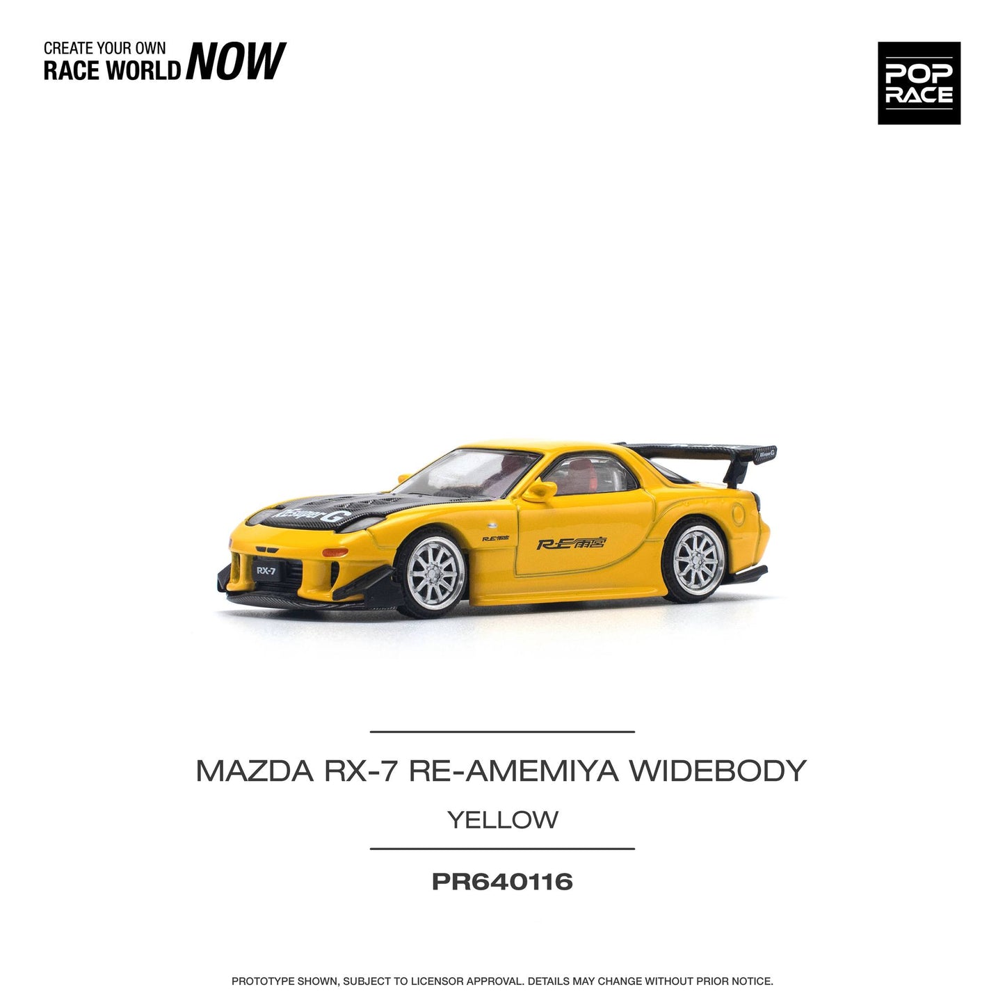 POP RACE  MAZDA RX-7 (FD3S) RE-AMEMIYA WIDEBODY YELLOW PR640116