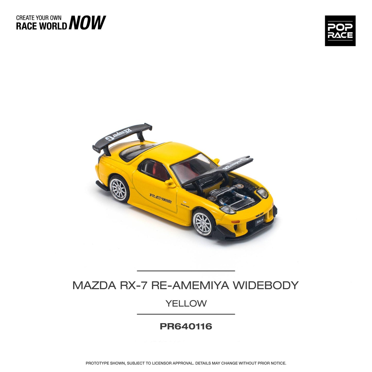 POP RACE  MAZDA RX-7 (FD3S) RE-AMEMIYA WIDEBODY YELLOW PR640116