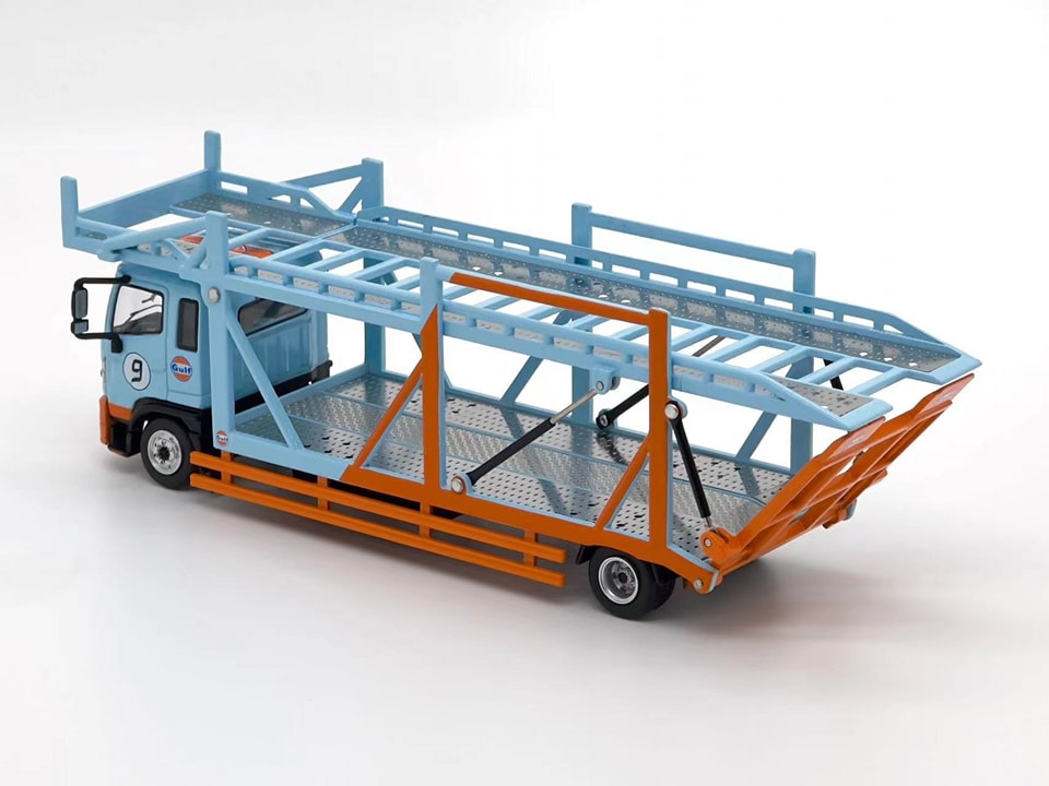 Unique Model X TINY 1/64 Hino Ranger 500 Double-Decker bridge transport vehicle - GULF