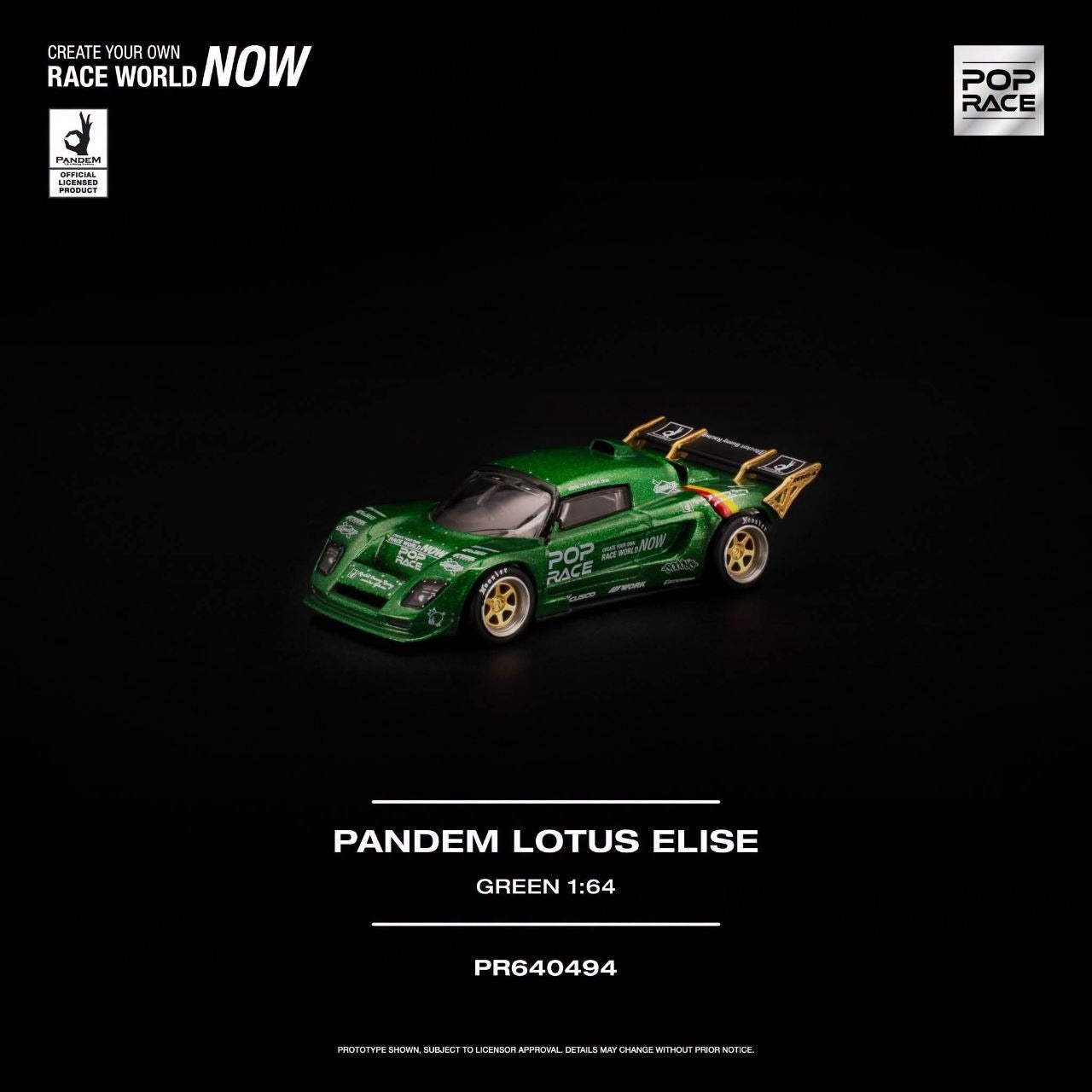 * PRE ORDER * POP RACE 1/64 PANDEM LOTUS ELISE GREEN PR640494