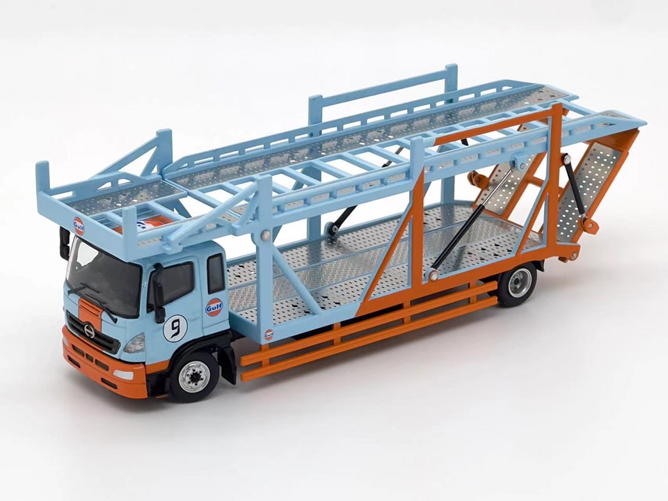 Unique Model X TINY 1/64 Hino Ranger 500 Double-Decker bridge transport vehicle - GULF