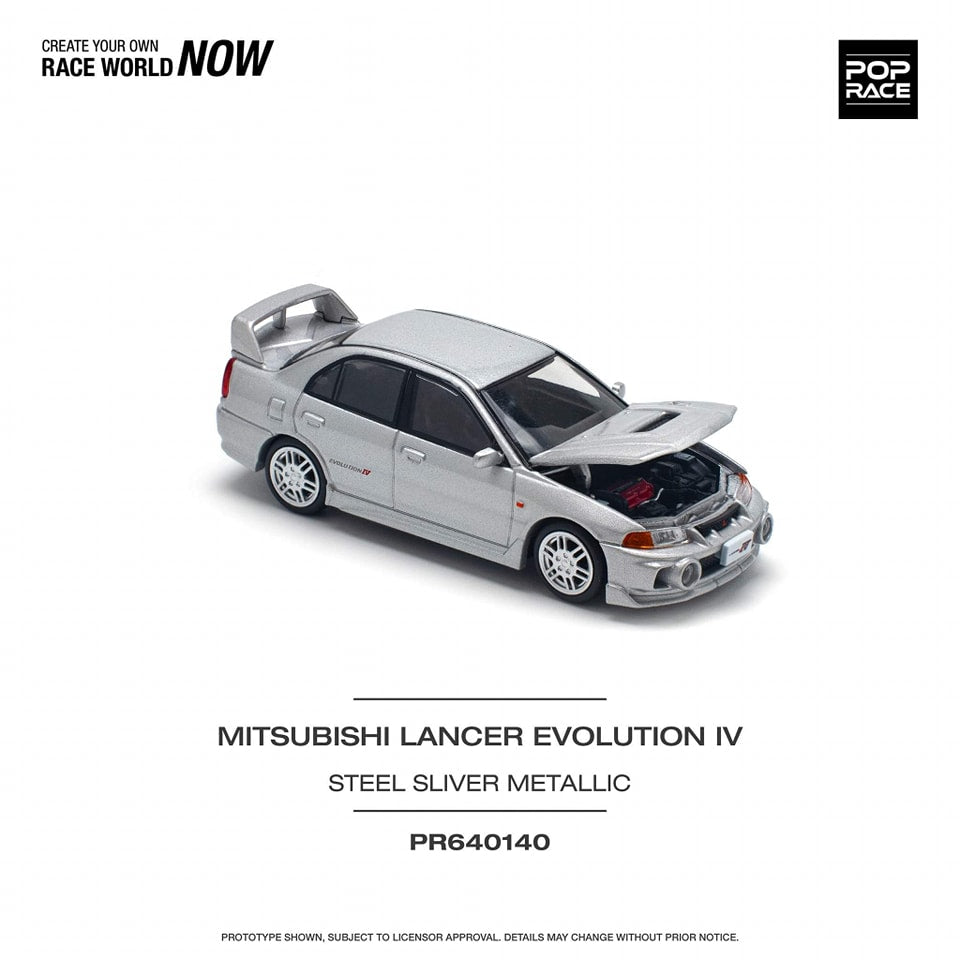 * PRE ORDER * POP RACE  MITSUBISHI LANCER EVOLUTION IV - STEEL SILVER  PR640140