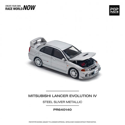 * PRE ORDER * POP RACE  MITSUBISHI LANCER EVOLUTION IV - STEEL SILVER  PR640140