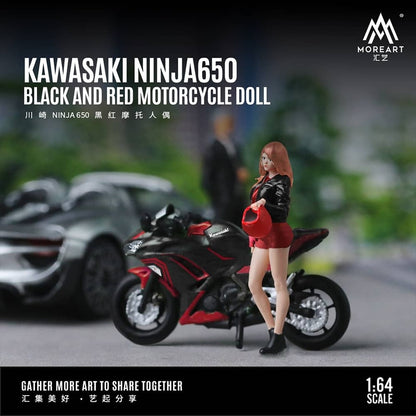 MoreArt 1/64 KAWASAKI NINJA650 BLACK AND RED MOTORCYCLE DOLL