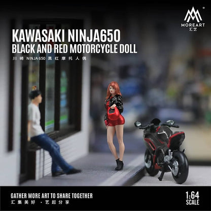 MoreArt 1/64 KAWASAKI NINJA650 BLACK AND RED MOTORCYCLE DOLL