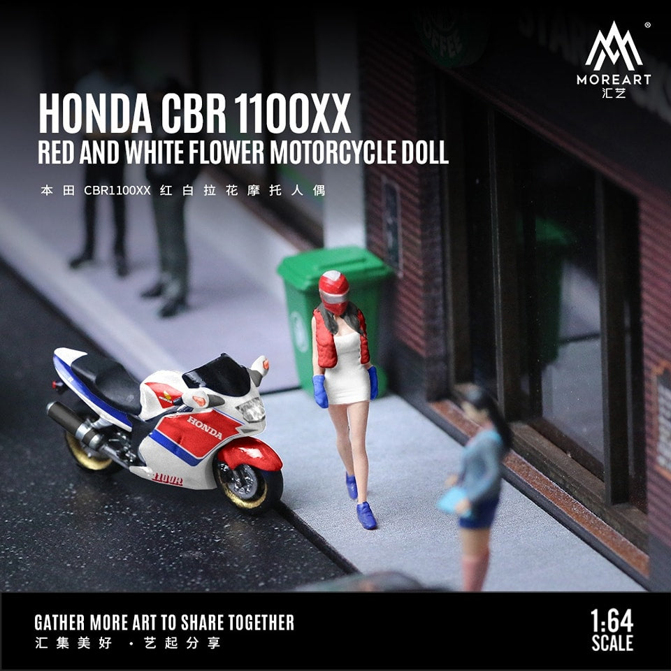 MoreArt 1/64 HONDA CBR 1100XX RED AND WHITE FLOWER MOTORCYCLE DOLL