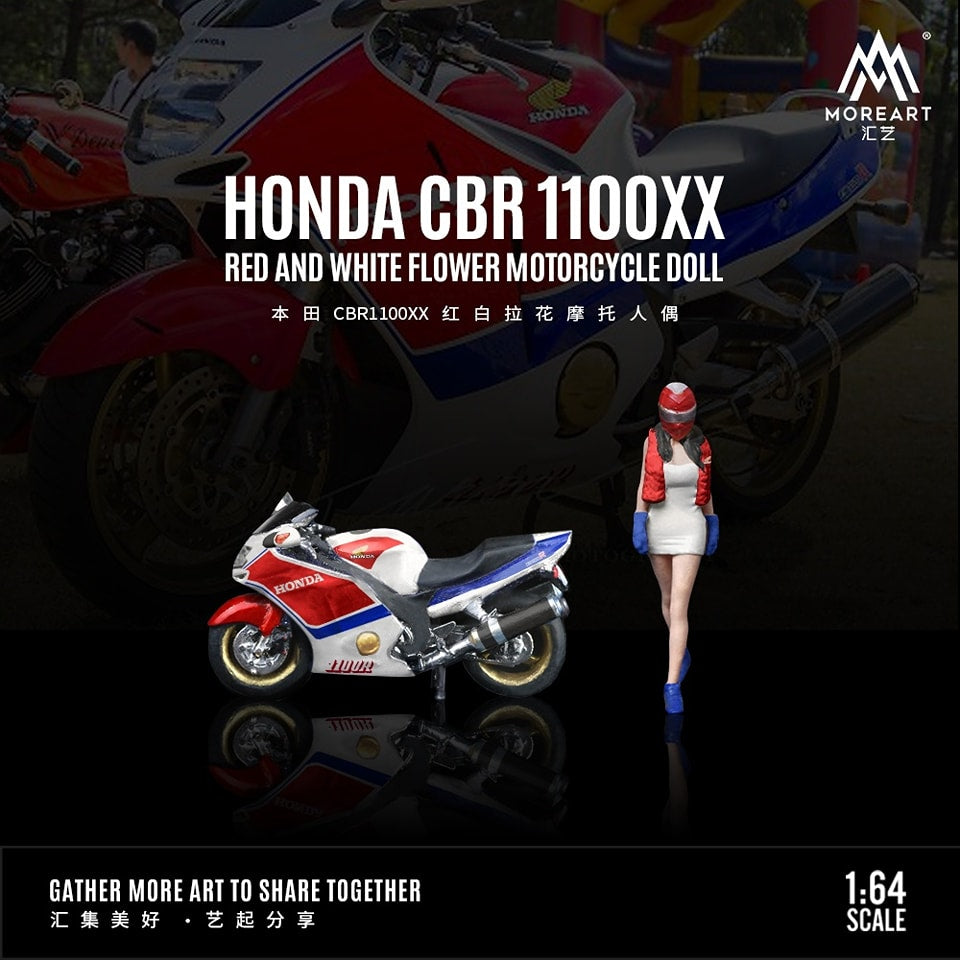 MoreArt 1/64 HONDA CBR 1100XX RED AND WHITE FLOWER MOTORCYCLE DOLL