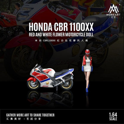 MoreArt 1/64 HONDA CBR 1100XX RED AND WHITE FLOWER MOTORCYCLE DOLL