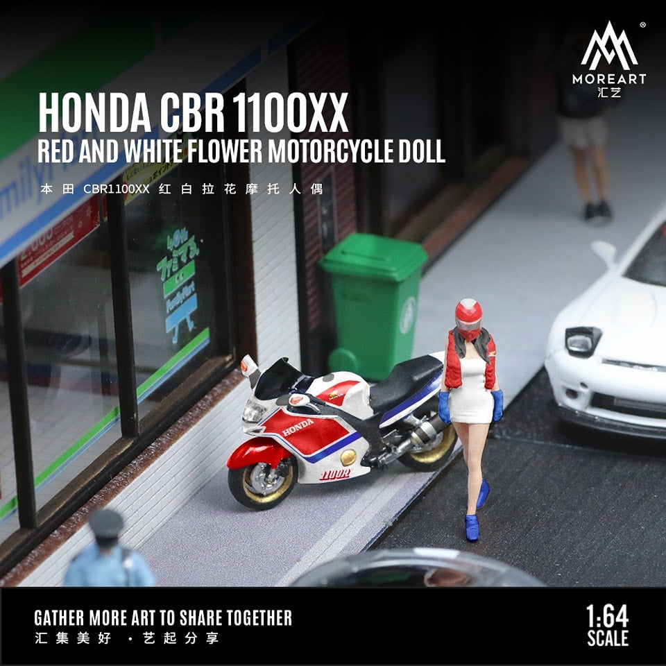 MoreArt 1/64 HONDA CBR 1100XX RED AND WHITE FLOWER MOTORCYCLE DOLL