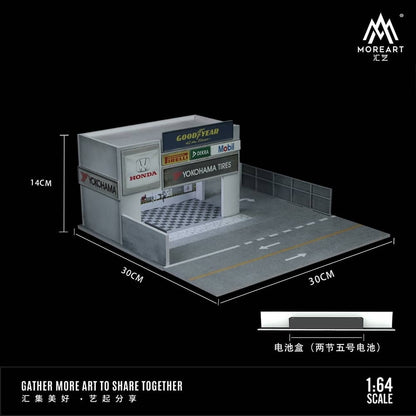 MoreArt 1:64 Assembly Diorama Car Modification Shop with LED Light MO936402