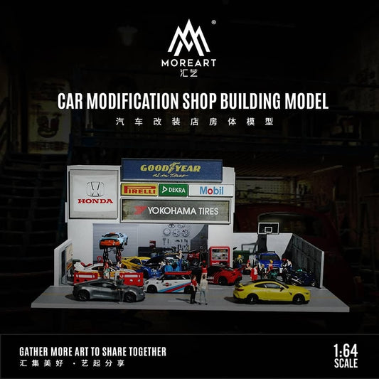 MoreArt 1:64 Assembly Diorama Car Modification Shop with LED Light MO936402