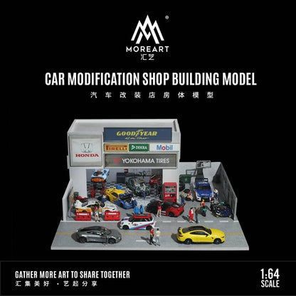 MoreArt 1:64 Assembly Diorama Car Modification Shop with LED Light MO936402