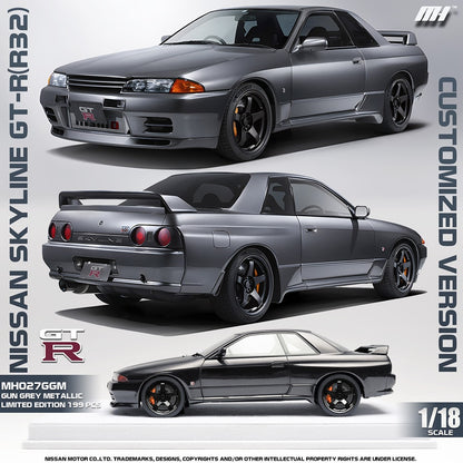 Motorhelix 1/18 Nissan Skyline GT-R R32 Customised Version (Gun Metallic Grey)