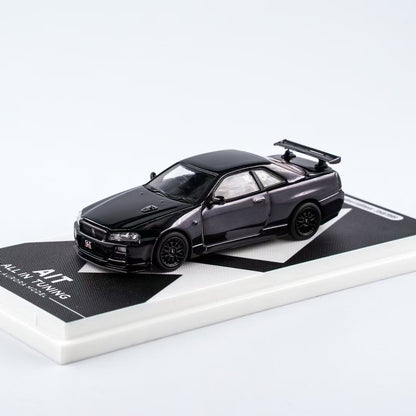 AM Aurora 1/64 Nissan GTR R34 AIT Exclusive Chrome Black