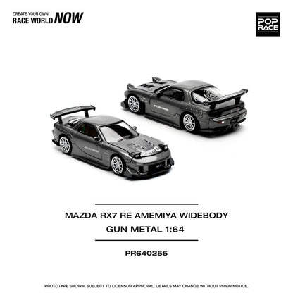 * PRE ORDER * POP RACE 1/64 MAZDA RX7 RE-AMEMIYA GUN METAL PR640255