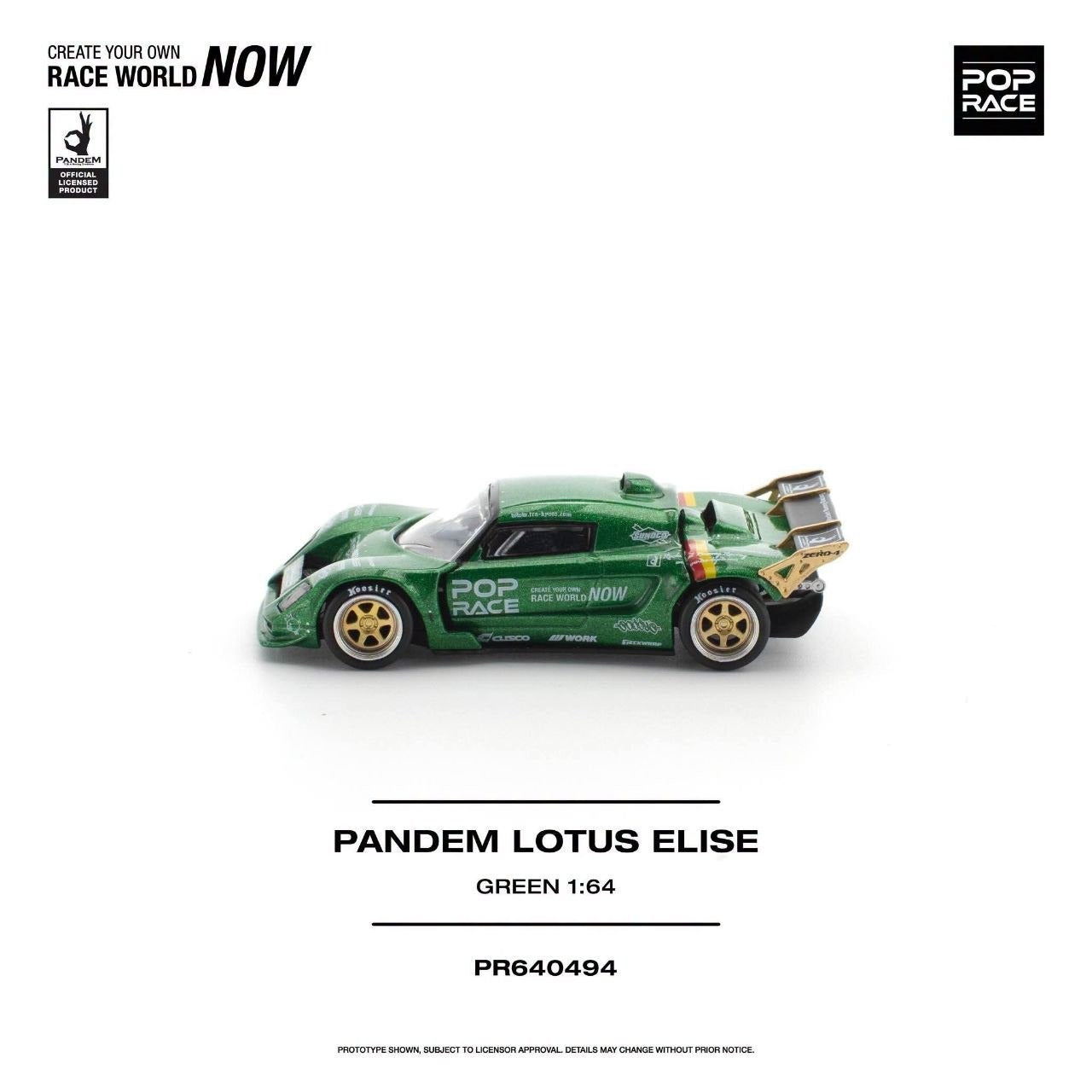 * PRE ORDER * POP RACE 1/64 PANDEM LOTUS ELISE GREEN PR640494