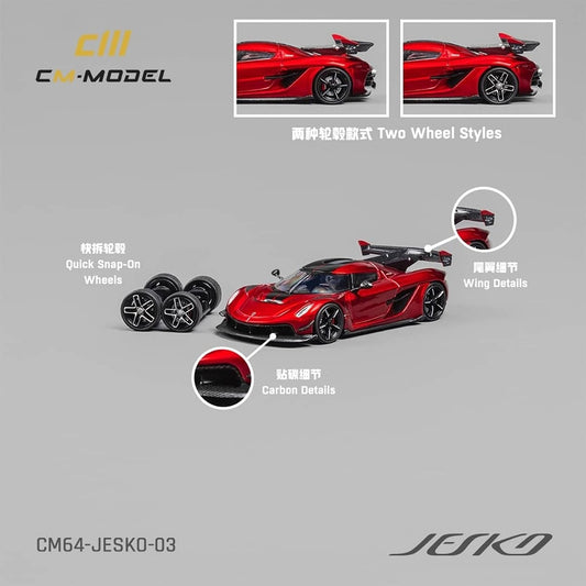 CM Model 1/64 Diecast Model Jesko Attack Cherry Red Color