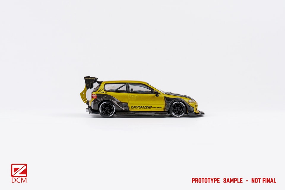 DCM 1:64 Gold CIVIC Kevmannz GT EG6 Short Widebody Model