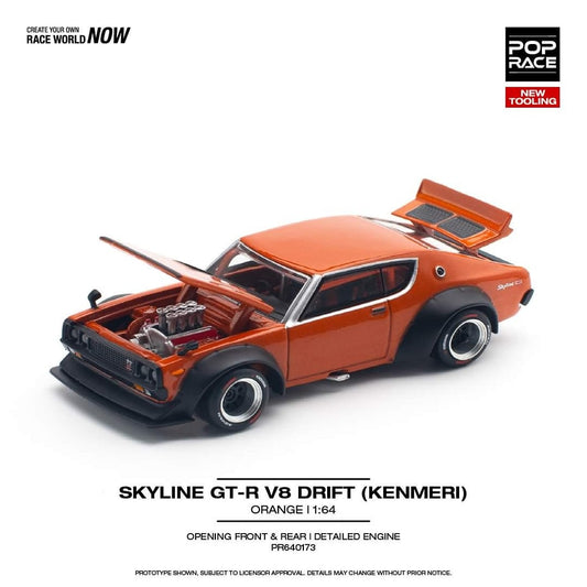 POP RACE  SKYLINE GT-R V8 DRIFT KENMERI ORANGE  PR640173