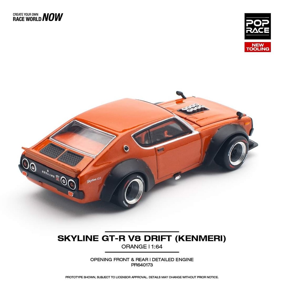 POP RACE  SKYLINE GT-R V8 DRIFT KENMERI ORANGE  PR640173