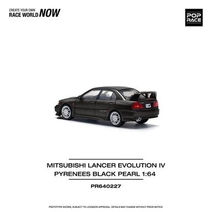 POP RACE 1/64  MITSUBISHI LANCER EVOLUTION IV - PYRENEES BLACK PEARL PR640227