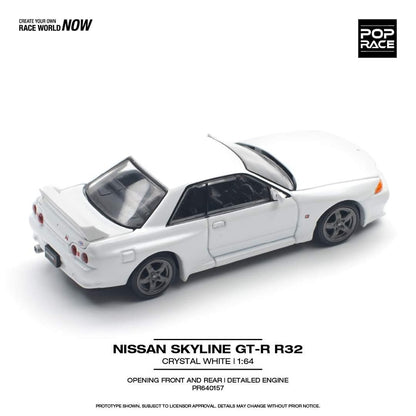 POP RACE 1/64 NISSAN SKYLINE GT-R R32 - CRYSTAL WHITE PR640157