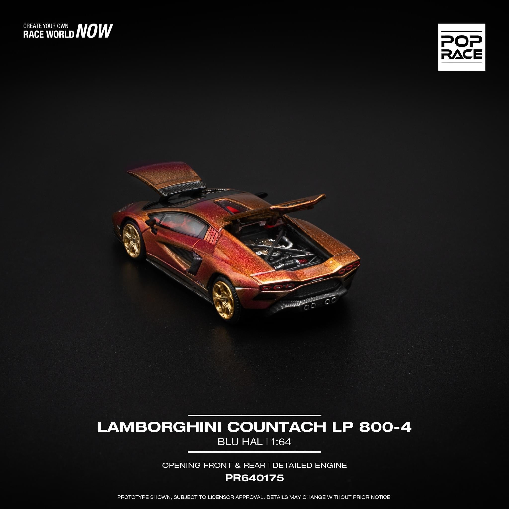 POP RACE 1/64 LAMBORGHINI COUNTACH LP 800-4 - BLU HAL ⁠PR640175