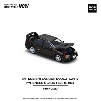 POP RACE 1/64  MITSUBISHI LANCER EVOLUTION IV - PYRENEES BLACK PEARL PR640227