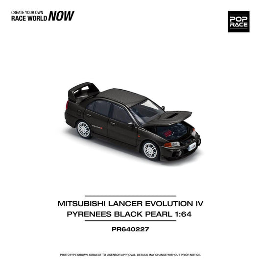 POP RACE 1/64  MITSUBISHI LANCER EVOLUTION IV - PYRENEES BLACK PEARL PR640227