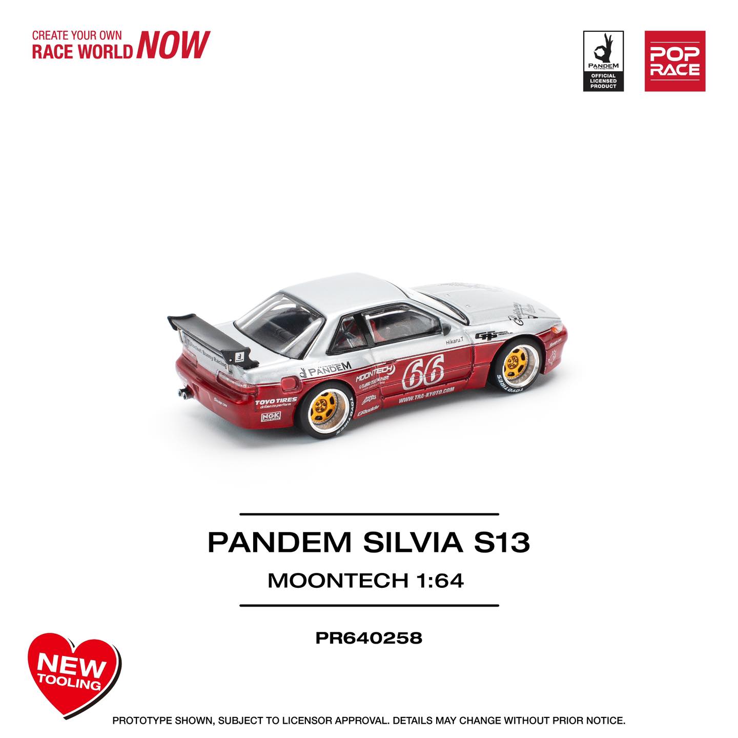 POP RACE 1/64 PANDEM SILVIA S13 - MOONTECH RED PR640258