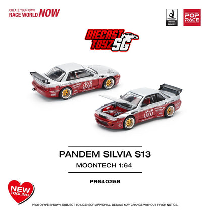 POP RACE 1/64 PANDEM SILVIA S13 - MOONTECH RED PR640258