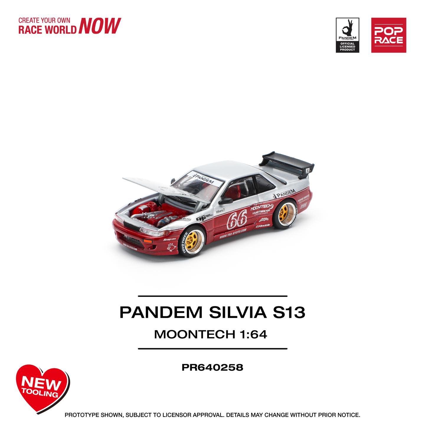 POP RACE 1/64 PANDEM SILVIA S13 - MOONTECH RED PR640258