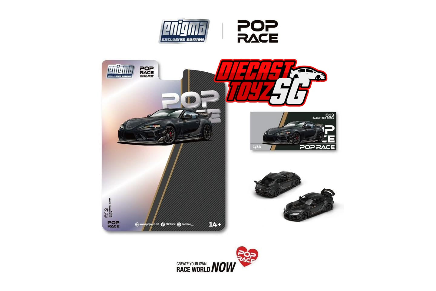POP RACE POP RACE X ENIGMA  DARWIN PRO 66G NWB SUPRA (A90) - MIDNIGHT BLACK PRE013