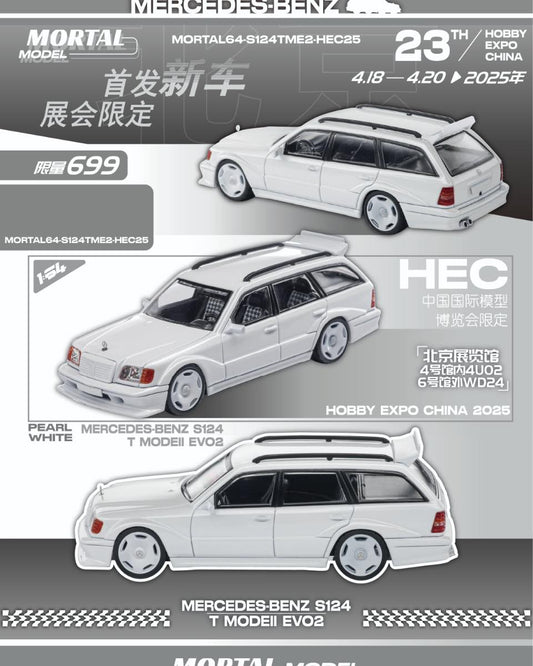 Mortal 1/64 Benz MERCEDES-BENZ S124 T MODEII EVO2 PEARL WHITE