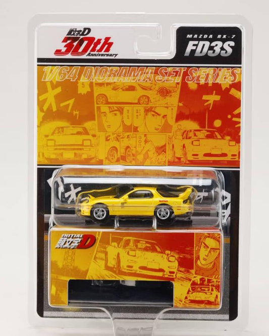 Hobby Japan 1/64 Initial D 30th Anniversary RX-7 FD3S RedSuns HJDMD002A - Yellow Keisuke Takahashi