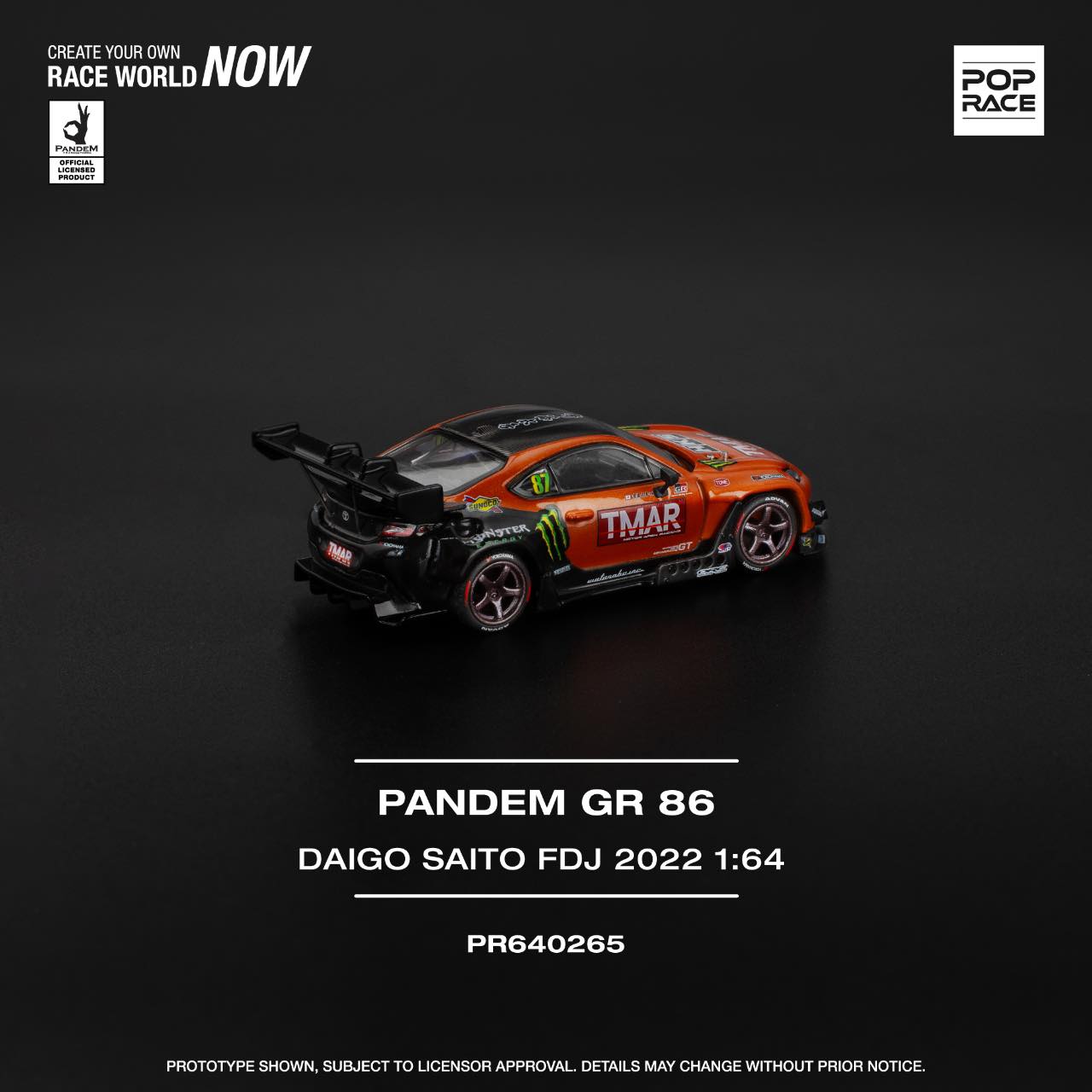 POP RACE 1/64 PANDEM GR86 - DAIGO SAITO FORMULA DRIFT JAPAN 2022 PR640265