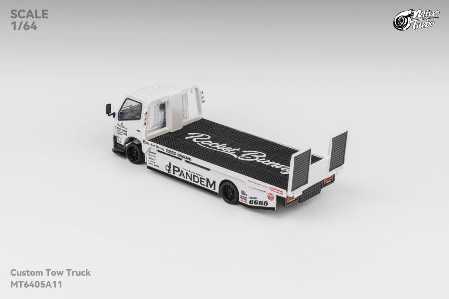 Micro Turbo 1/64 Custom Flatbed Trailer Rocket Bunny Metallic White