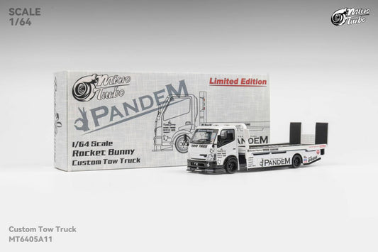 Micro Turbo 1/64 Custom Flatbed Trailer Rocket Bunny Metallic White