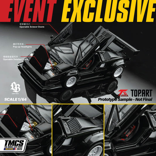 TOPART 1/64 LBWK COUNTACH METALLIC BLACK | THE MODEL CAR SHOW 2025 TMCS