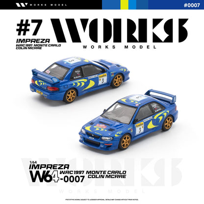 * PRE ORDER * Works 1:64 Diecast Model
Impreza WRC 1997 Monte Carlo Colin Mcrae
Rally Blue 3# Livery(W640007)