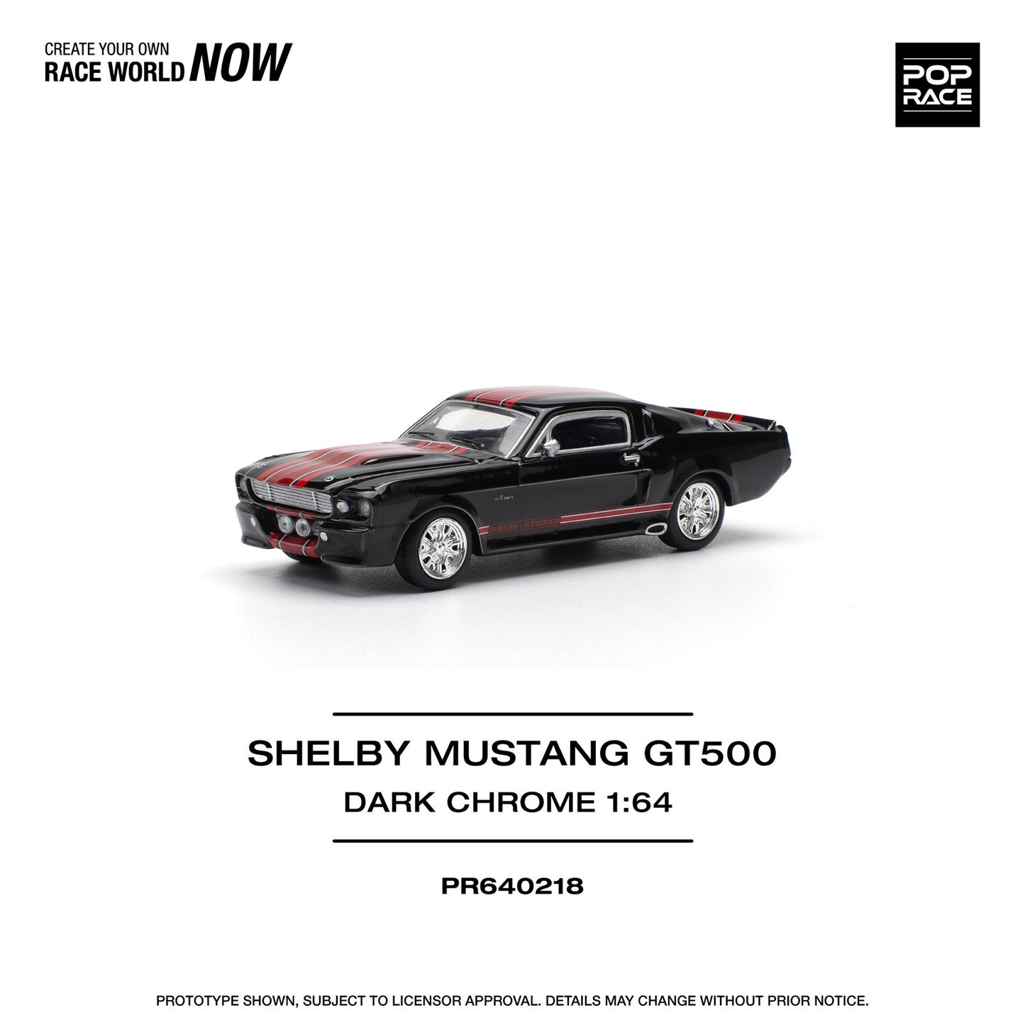 * PRE ORDER * POPRACE 1/64  SHELBY MUSTANG GT500 DARK CHROME  PR640218