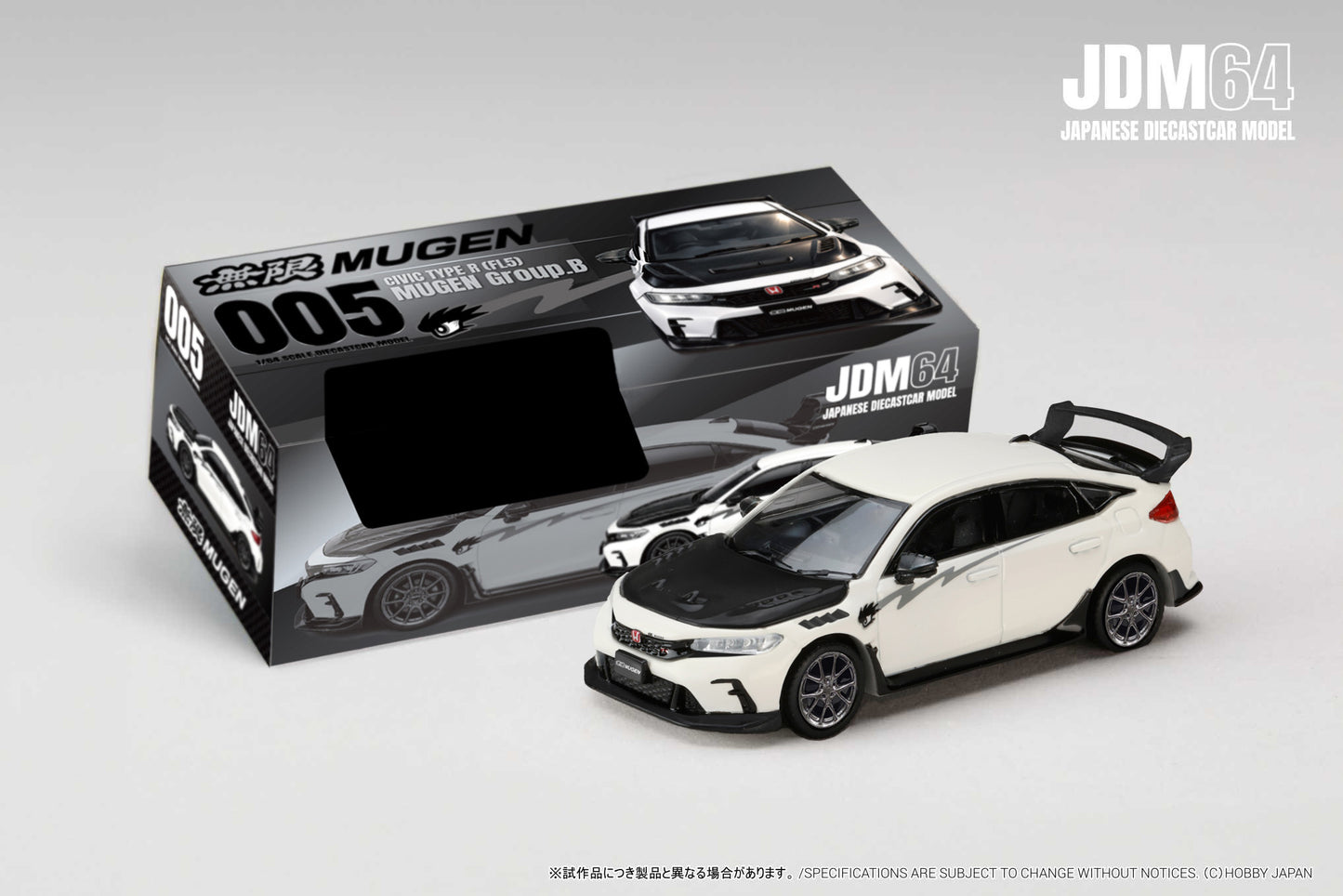 * PRE ORDER * Hobby Japan 1/64 Civic Type R FL5 Mugen Group B 2025 HJDM005B-29 CHAMPIONSHIP WHITE