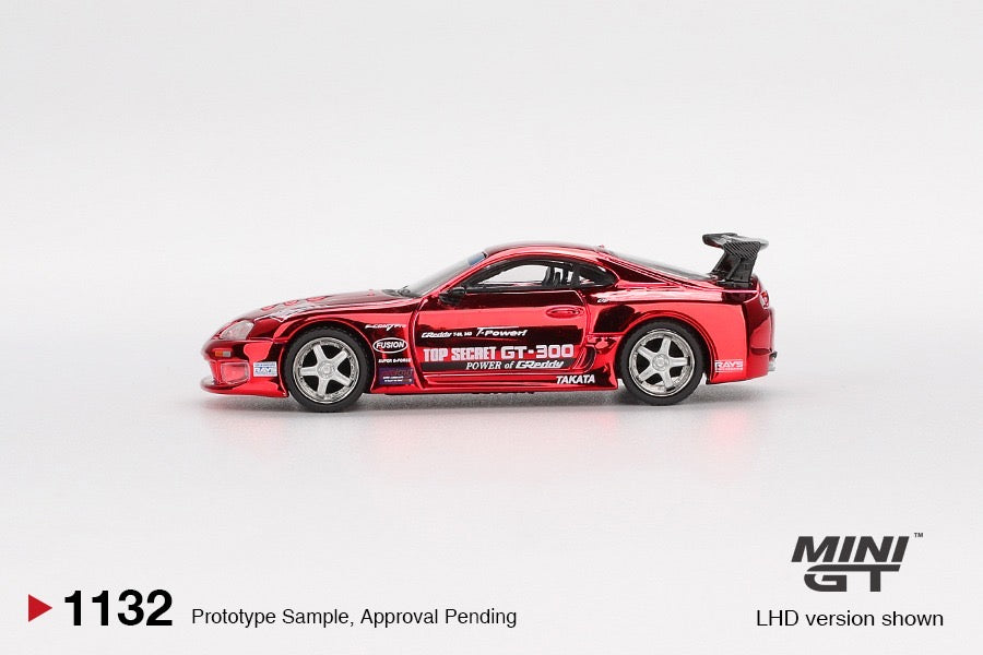 MINI GT #1132 1/64 Toyota Supra (A80) Top Secret GT-300 Top Secret Red Chrome
