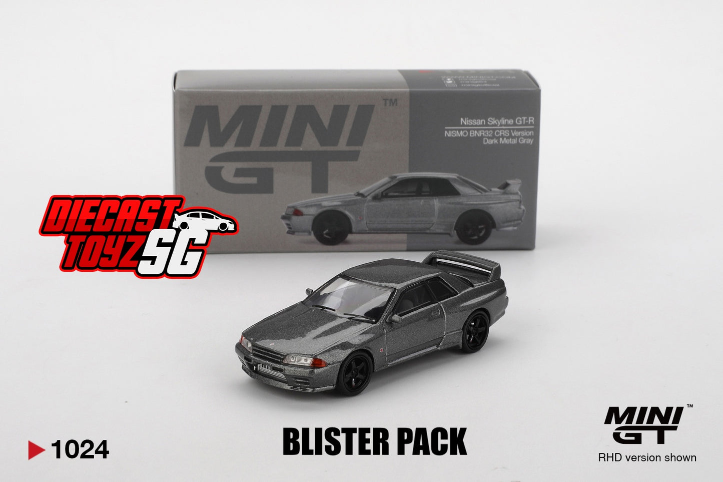 MINI GT #1024 1/64 Nissan Skyline GT-R (NISMO BNR32 CRS Version) Dark Metal Gray - BLISTER PACK